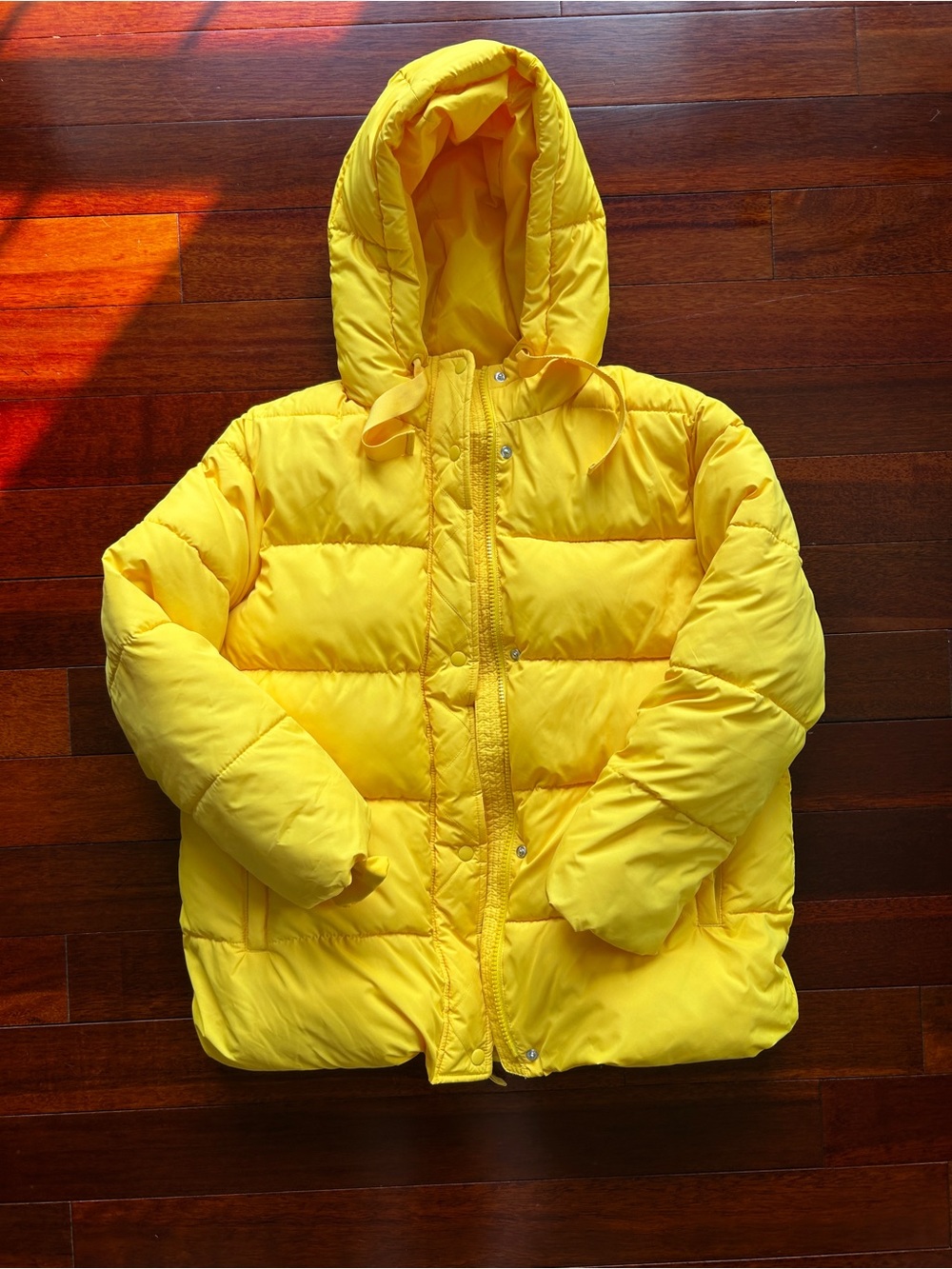 GAP Kids Bright Yellow Hooded Puffer Jacket